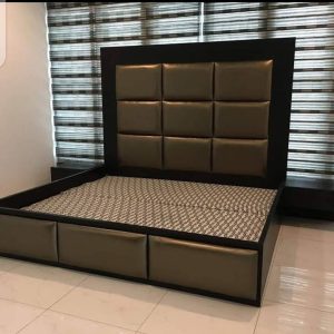 4 by 6 Leather Padded Headboard Beds + 2 Bedsides N350k