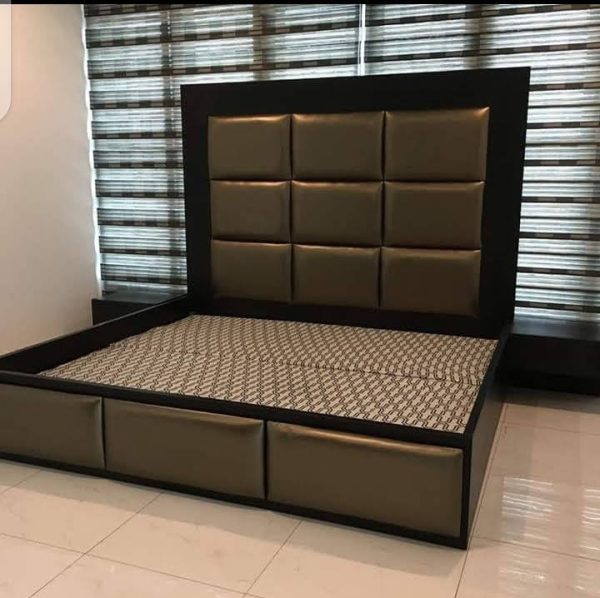 4 by 6 Leather Padded Headboard Beds + 2 Bedsides N350k