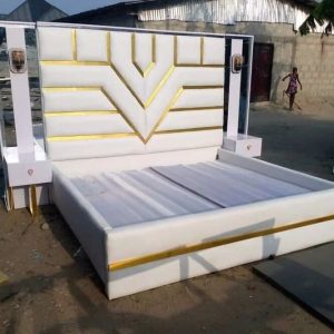 6 by 6 Mirror Headboard Bed + 2 Bedsides N550k