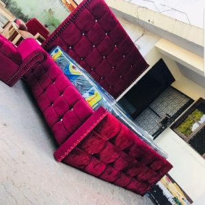 6 by 6 Turfted Headboard To Ceiling Beds + Ottoman N450k