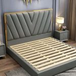 Grey Velvet 6 by 6 Tube Headboard Beds N350k