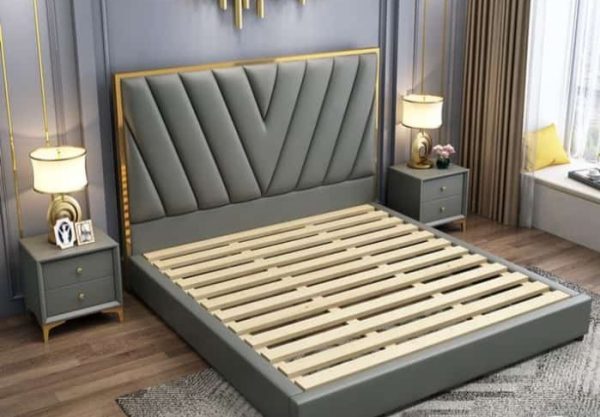 Grey Velvet 6 by 6 Tube Headboard Beds N350k