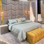 Padded Headboard To Ceiling Beds + Ottoman + Bedsides N550k