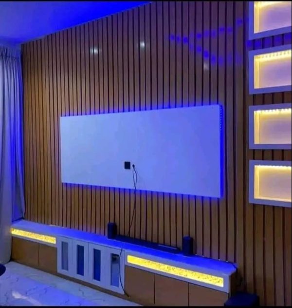 Tv wall decor + award shelf + lights N550k